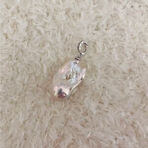 Natural Pearl Pendant with Silver Clasp